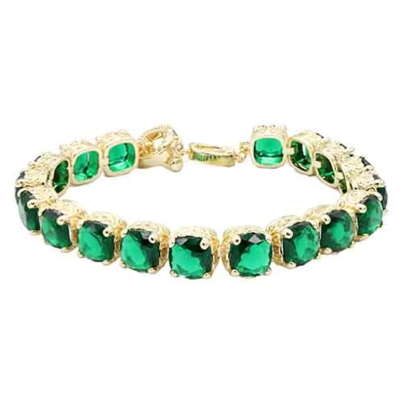14K GOLD PLATED BRACELET CZ STONES ( 8013 GDGR ) made by Oh My Jewelry
