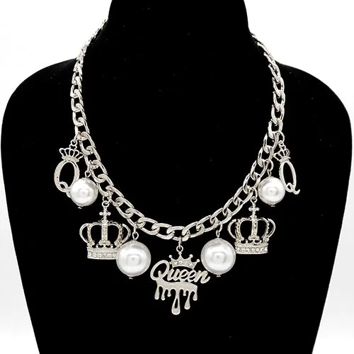 SILVER CHARM NECKLACE ( 3764 RDCLR ) sold by Oh My Jewelry