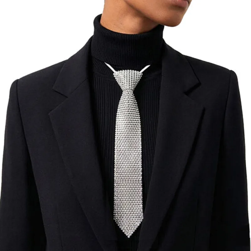 RHINESTONE NECKTIE NECKLACE ( 3345 WHTCLR ) made by Oh My Jewelry