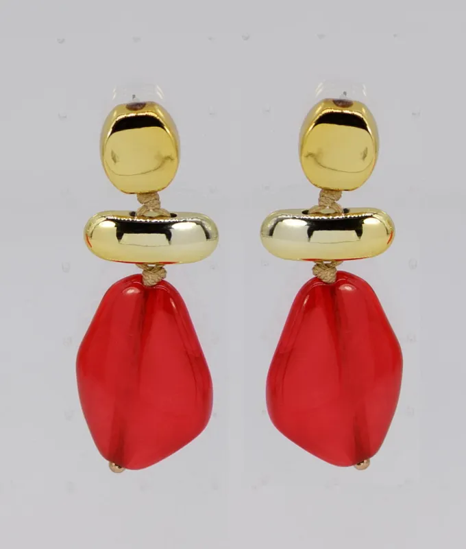 DOUBLE METAL RESIN EARRINGS ( 2586 GLRED ) made by Fiesta