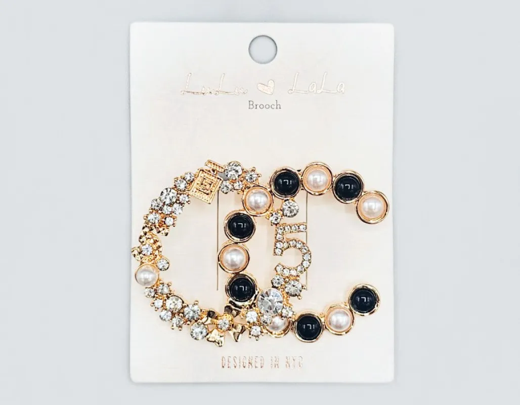 GOLD BLACK BROOCH 5 ( 1091 GDBK ) made by Oh My Jewelry