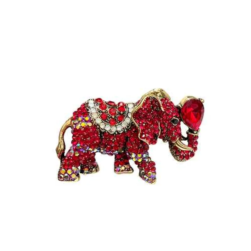 ELEPHANT BROOCH ( 2203 RED ) made by Oh My Jewelry