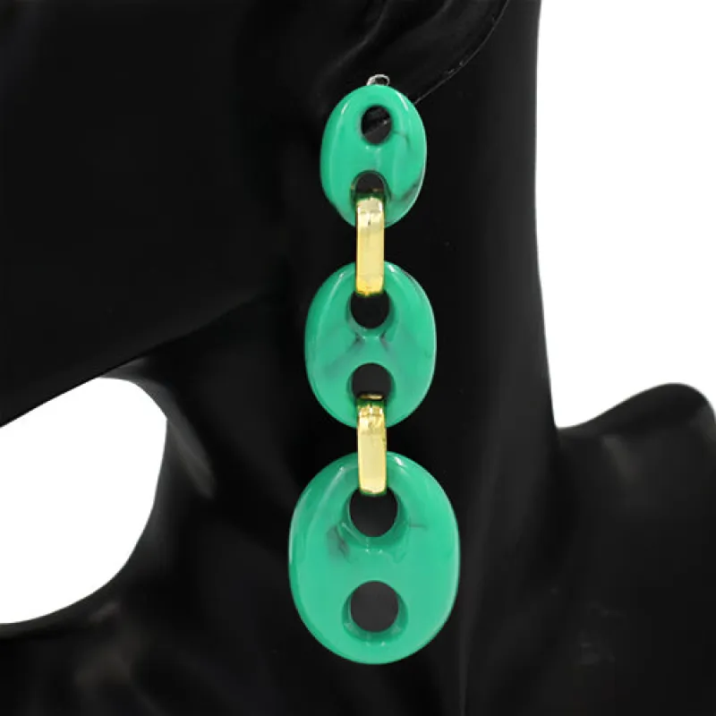 DANGLING GREEN EARRINGS ( 3512 GN ) made by Oh My Jewelry