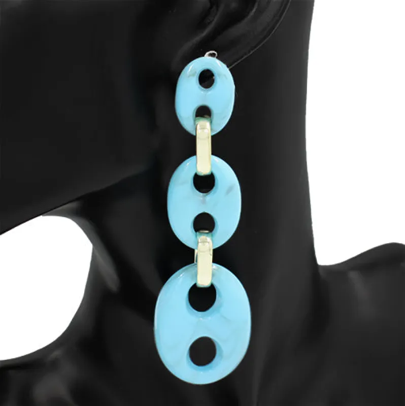 DANGLING LIGHT BLUE EARRINGS ( 3512 BL ) made by Oh My Jewelry
