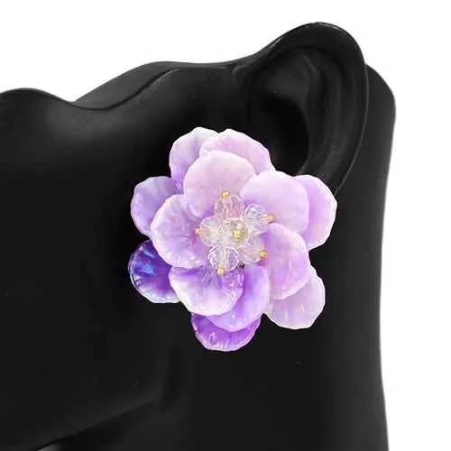 PURPLE FLOWER EARRINGS ( 2839 PU ) sold by Oh My Jewelry