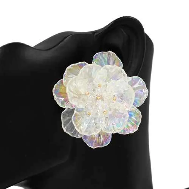 CLEAR FLOWER EARRINGS ( 2839 CLR ) made by Oh My Jewelry