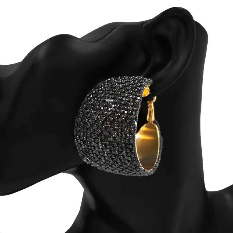 BLACK HOOP EARRINGS ( 1179 BK ) made by Oh My Jewelry