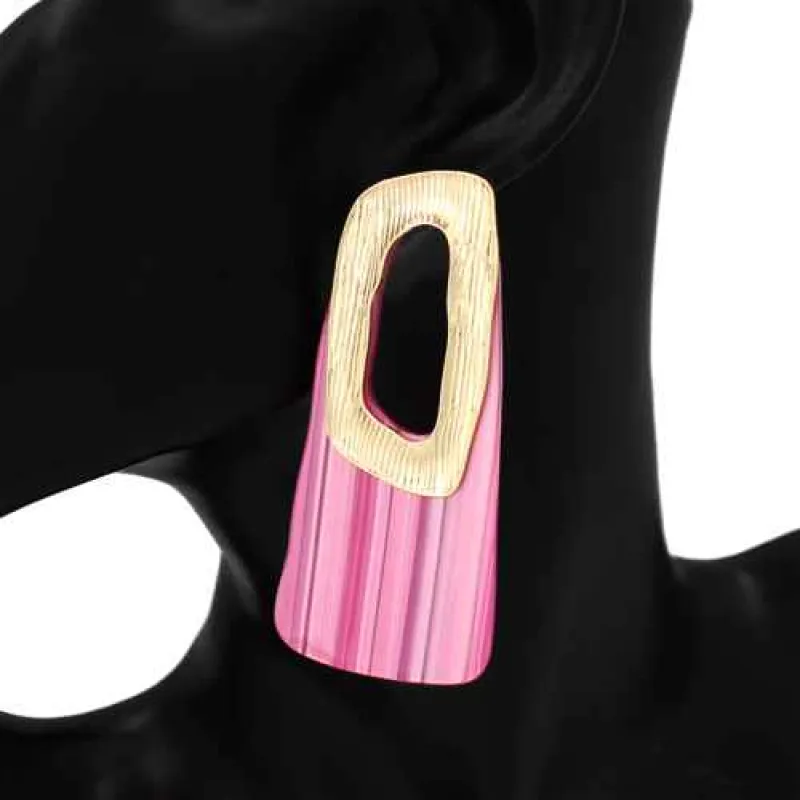 GOLD ACRYLIC EARRINGS ( 1151 GDPK ) made by Oh My Jewelry