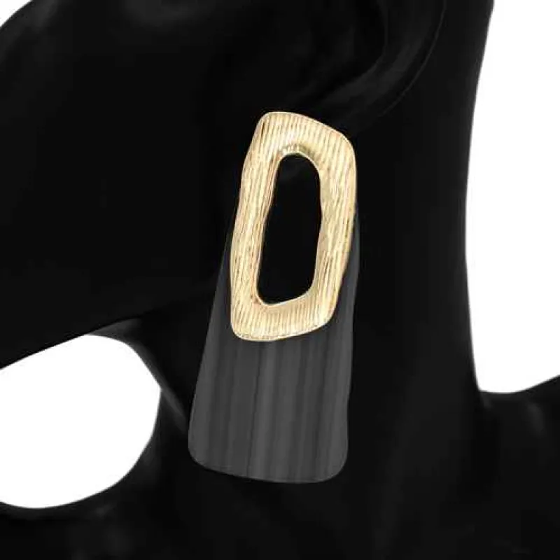 GOLD ACRYLIC EARRINGS ( 1151 GDBK ) made by Oh My Jewelry