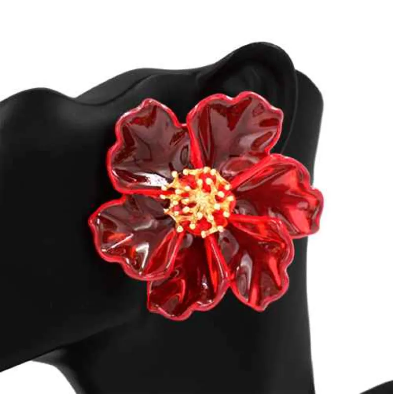 FLOWER EARRINGS ( 1120 RED ) made by Oh My Jewelry