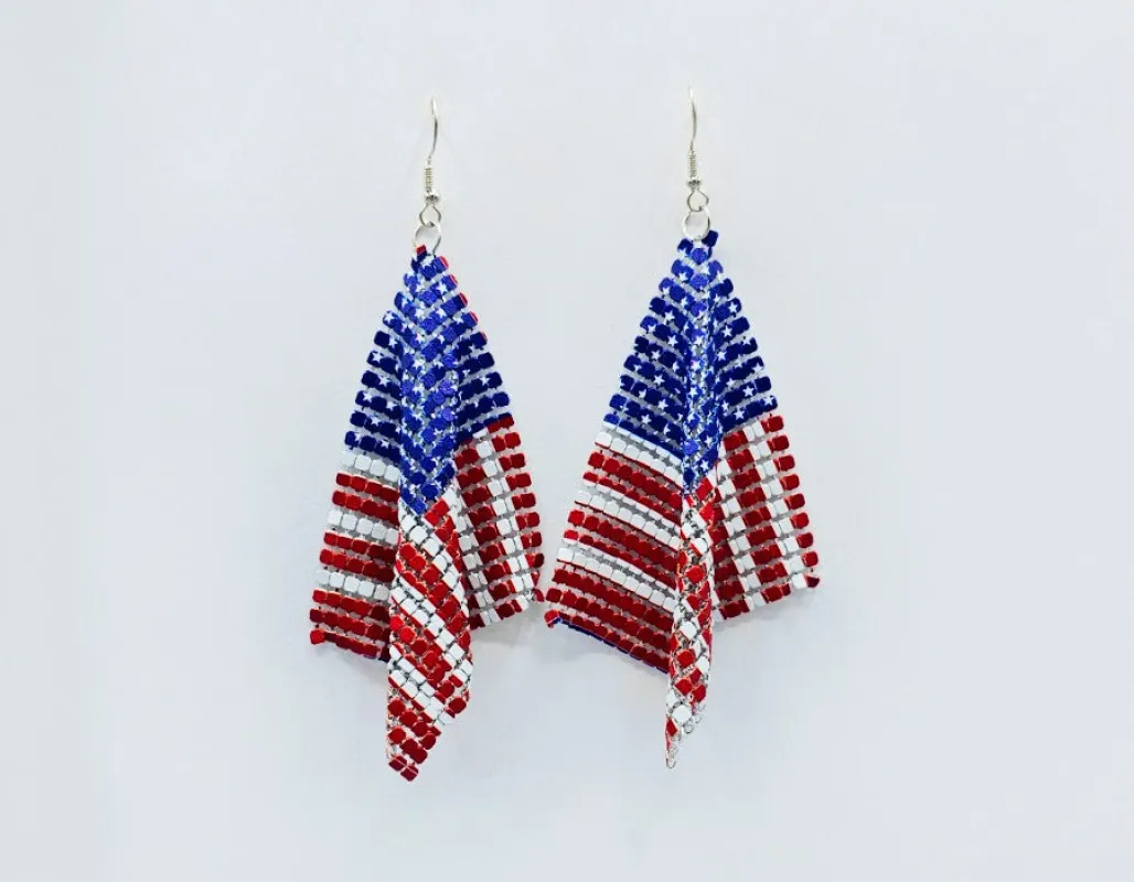 AMERICAN FLAG EARRINGS ( 2712 ) made by Oh My Jewelry