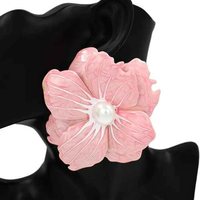 LIGHT PINK FLOWER EARRINGS ( 1109 LPK ) made by Oh My Jewelry
