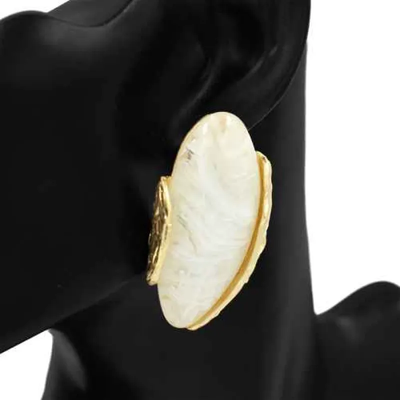 GOLD WHITE EARRINGS ( 1171 GDWT ) made by Oh My Jewelry