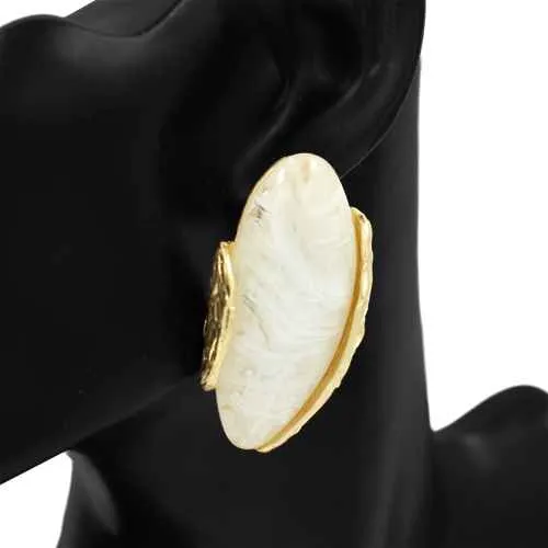 GOLD WHITE EARRINGS ( 1171 GDWT ) sold by Oh My Jewelry
