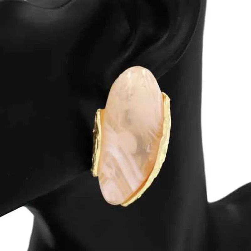 GOLD LIGHT PINK EARRINGS ( 1171 GDLPK ) made by Oh My Jewelry