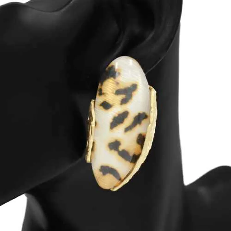 GOLD LEOPARD PRINT EARRINGS ( 1171 GDLEO ) made by Oh My Jewelry