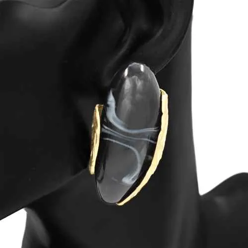GOLD BLACK EARRINGS ( 1171 GDBK ) sold by Oh My Jewelry