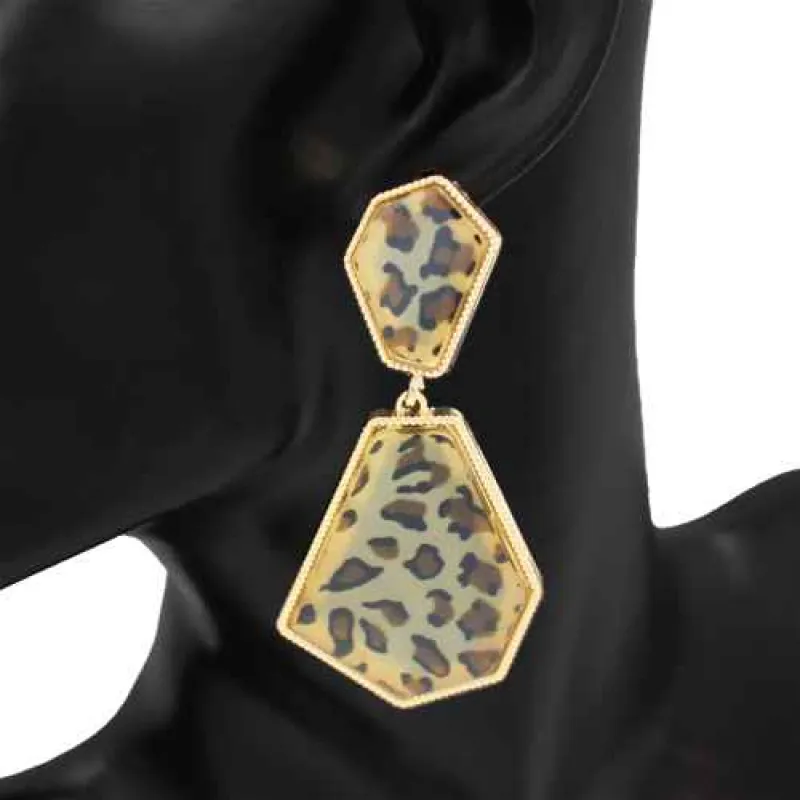 GOLD LEOPARD PRINT EARRINGS ( 1138 GDLEO ) made by Oh My Jewelry