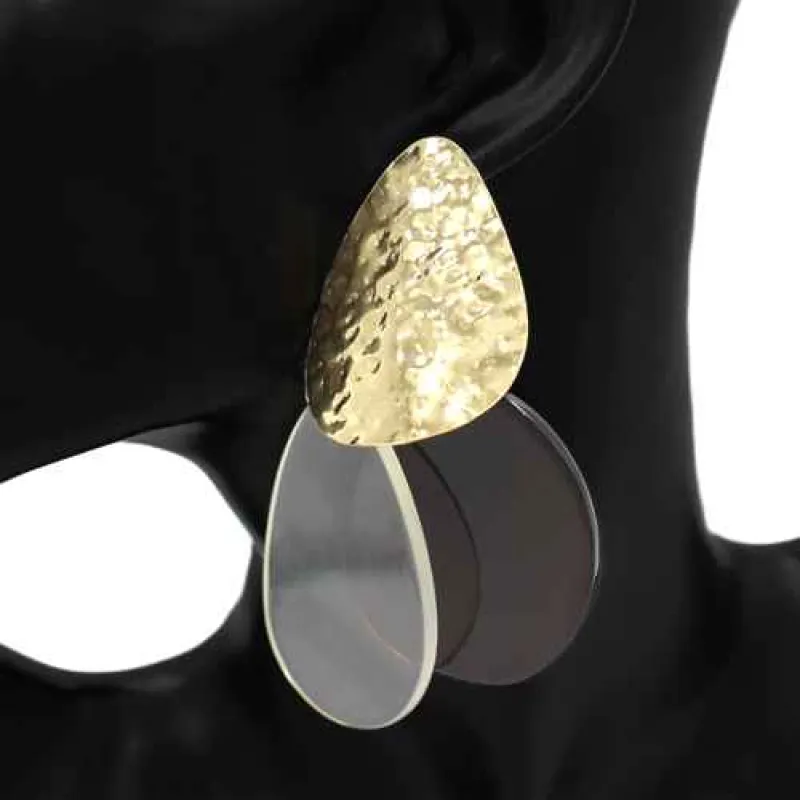 GOLD ACRLYIC EARRINGS ( 1124 GDCLRBR ) made by Oh My Jewelry