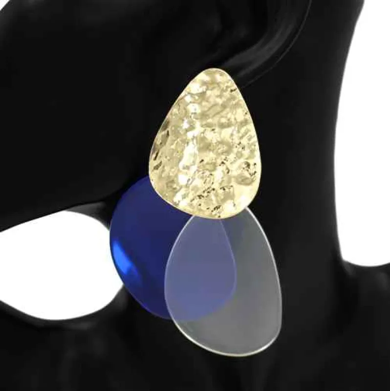 GOLD ACRLYIC EARRINGS ( 1124 GDCLRBL ) made by Oh My Jewelry