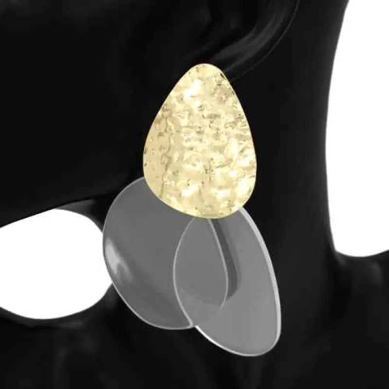 GOLD ACRLYIC EARRINGS ( 1124 GDCLR ) made by Oh My Jewelry