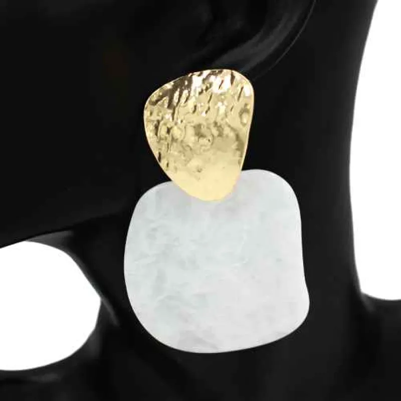 GOLD ACRYLIC EARRINGS ( 1112 WT ) made by Oh My Jewelry