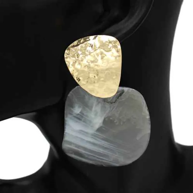 GOLD ACRYLIC EARRINGS ( 1112 BK ) made by Oh My Jewelry