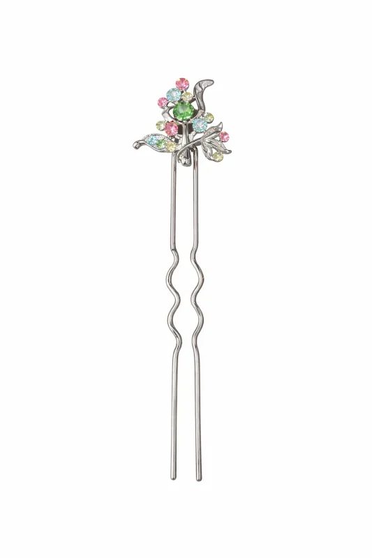 SILVER MULTICOLOR STONE HAIR PIN ( 626768 ) made by Oh My Jewelry