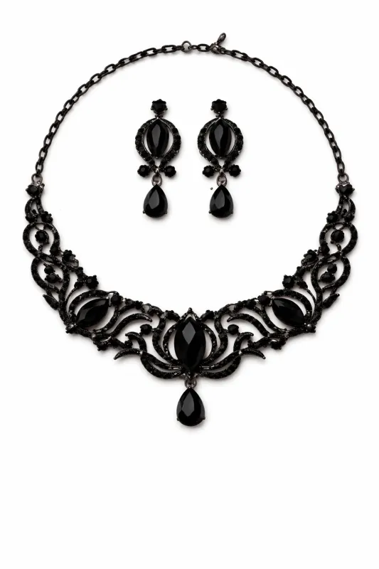 BLACK NECKLACE SET ( 372 HJT ) made by Oh My Jewelry