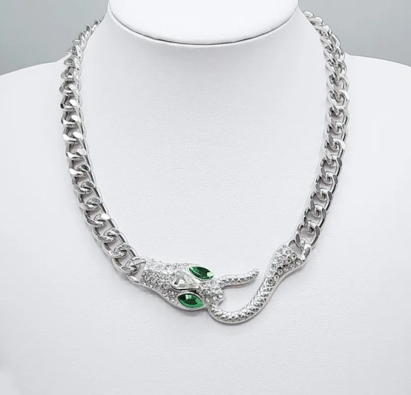 SILVER SNAKE NECKLACE ( 1580 RH ) made by Oh My Jewelry