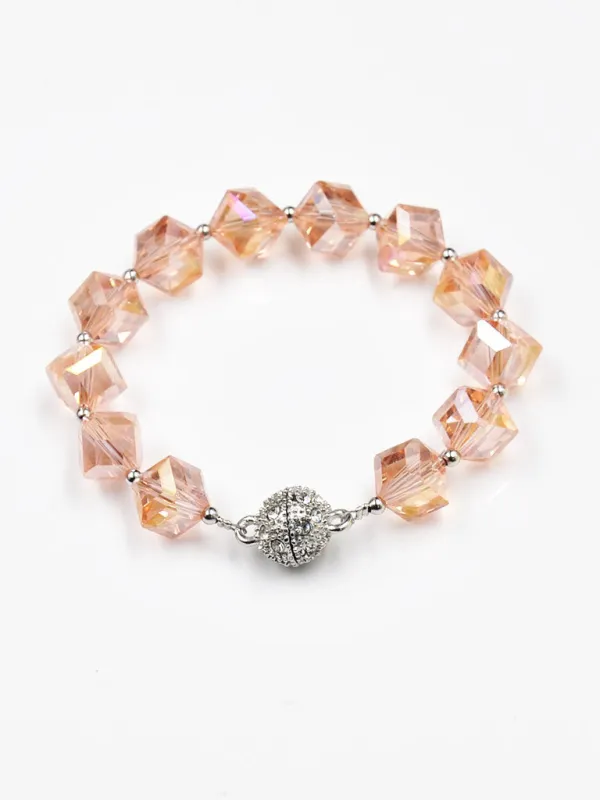 CRYSTAL STONE STRETCH BRACELET ( 261602 PK ) made by Oh My Jewelry