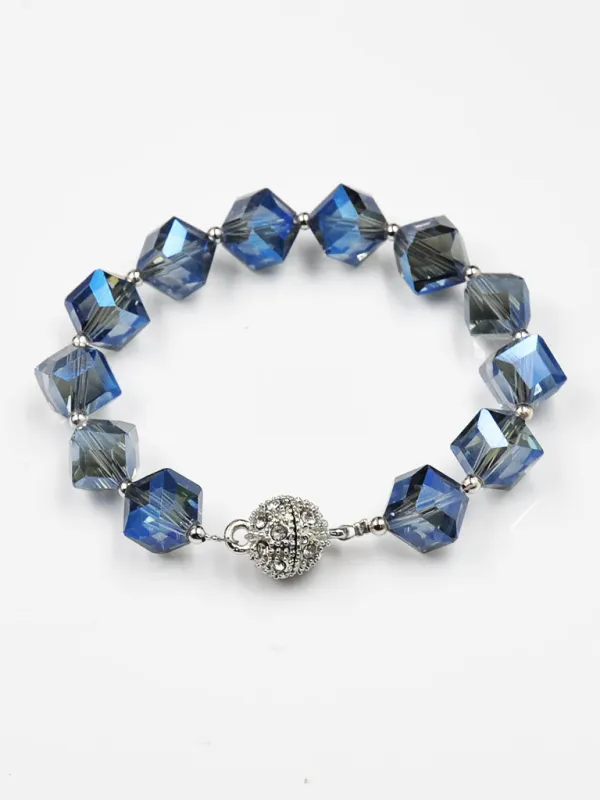 CRYSTAL STONE STRETCH BRACELET ( 261602 BU ) made by Oh My Jewelry