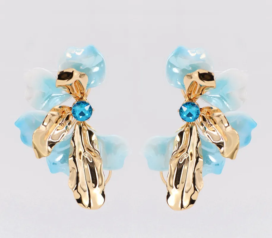 HALF FLOWER EARRINGS ( 7049 GLBLU ) made by Fiesta