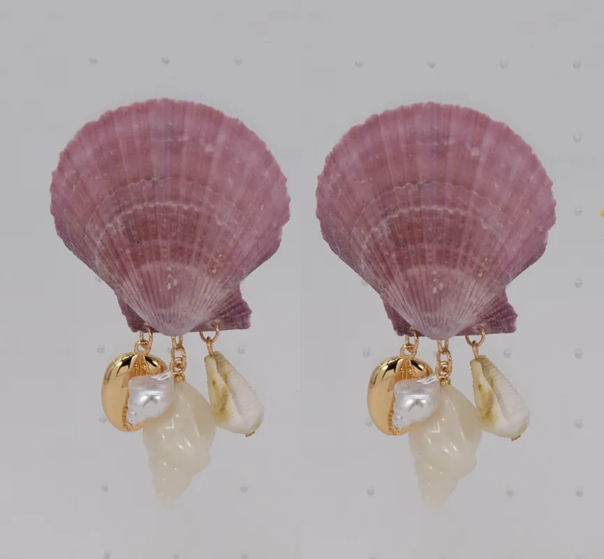 SEA SHELL EARRINGS ( 6944 GLPUR ) made by Fiesta