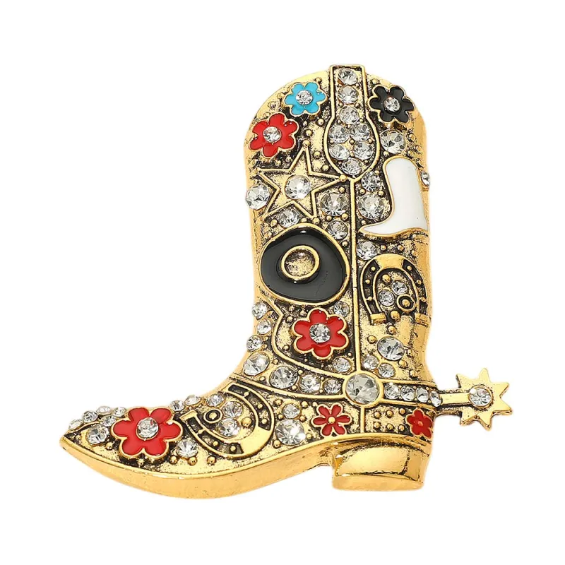 GOLD COWBOY BROOCH ( 2248 BGDCLR ) made by Oh My Jewelry