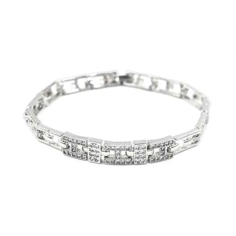 SILVER BRACELET CLEAR STONES ( 2292 RD ) made by Oh My Jewelry