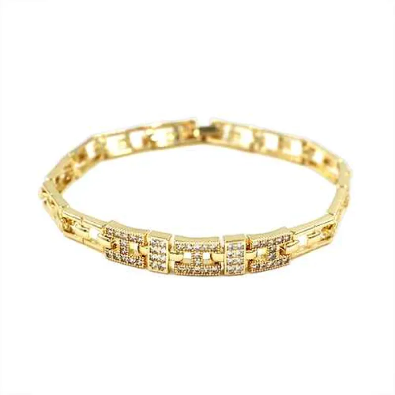 GOLD BRACELET CLEAR STONES ( 2292 GD ) made by Oh My Jewelry