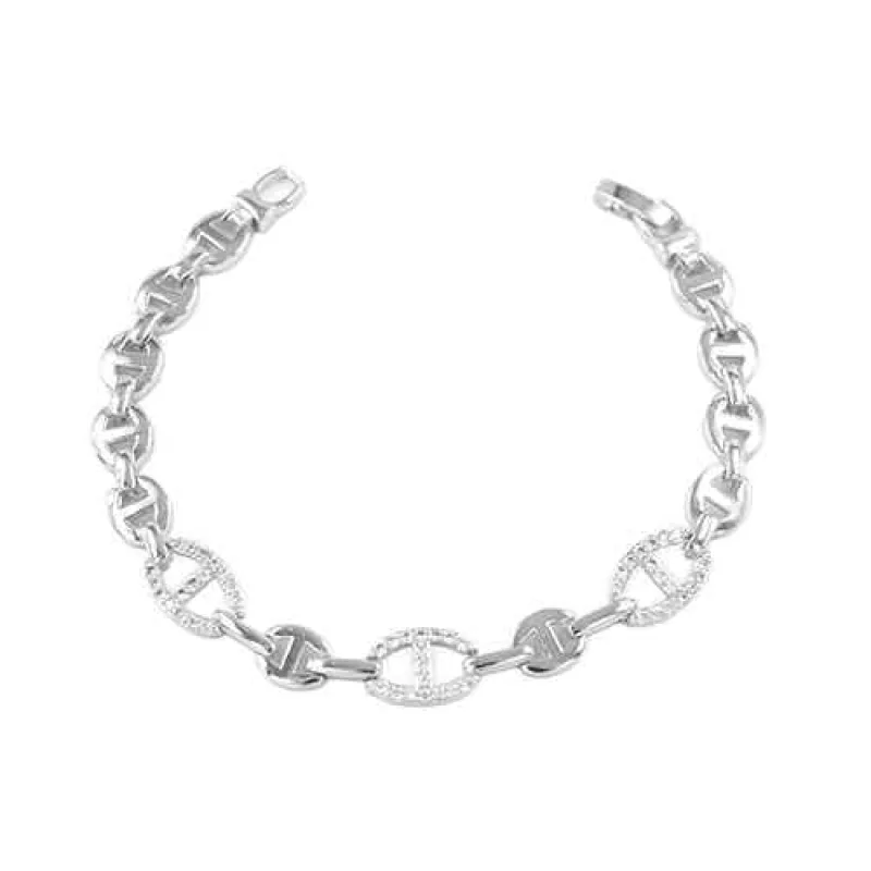 SILVER BRACELET CLEAR STONES ( 2284 RD ) made by Oh My Jewelry