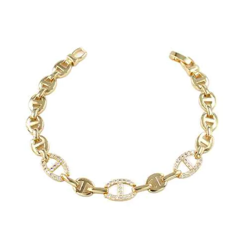 GOLD BRACELET CLEAR STONES ( 2284 GD ) made by Oh My Jewelry