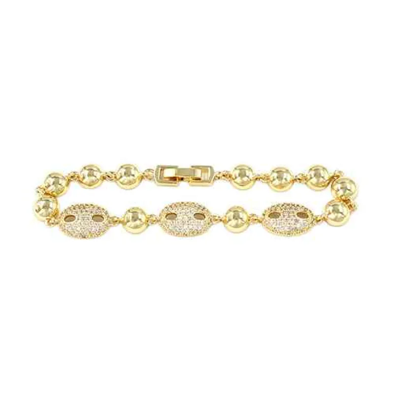 GOLD BRACELET CLEAR STONES ( 2275 GD ) made by Oh My Jewelry