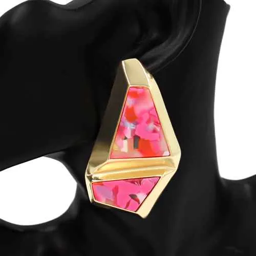GOLD PINK EARRINGS ( 1158 GDPK ) sold by Oh My Jewelry