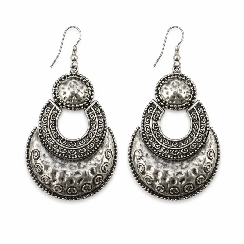 SILVER METAL DANGLING EARRINGS ( 3940 AR ) made by Oh My Jewelry