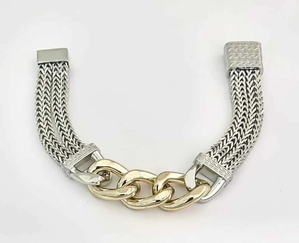 SILVER GOLD MAGNETIC BRACELET ( 9386 ) made by Oh My Jewelry
