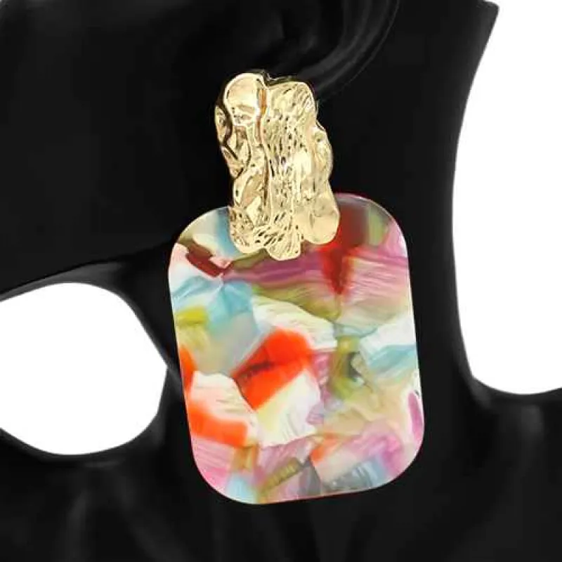 FASHION EARRINGS ANIMAL PRINT MULTICOLOR ( 2933 GDMLT2 ) made by Oh My Jewelry