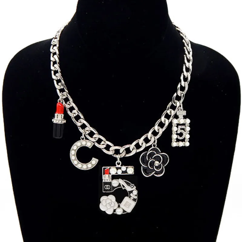 SILVER CHARM NECKLACE ( 3763 RDBLK ) made by Oh My Jewelry