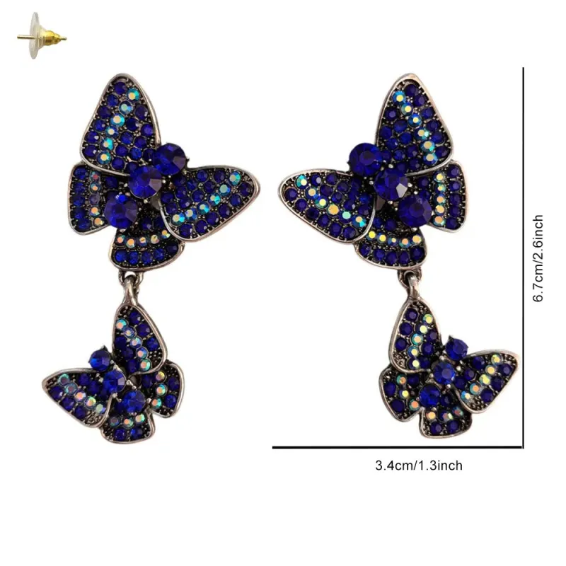 METAL RHINESTONE BUTTERFLY EARRINGS ( 90 RRY ) made by Oh My Jewelry