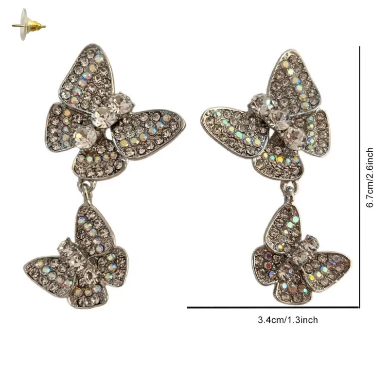 METAL RHINESTONE BUTTERFLY EARRINGS ( 90 RCA ) made by Oh My Jewelry
