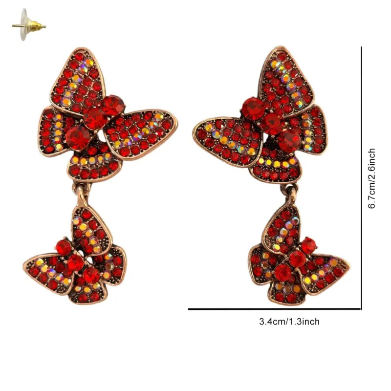 METAL RHINESTONE BUTTERFLY EARRINGS ( 90 GRD ) made by Oh My Jewelry