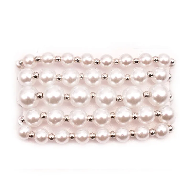 5 PIECE FASHION PEARL BRACELETS ( 1541 WH ) made by Oh My Jewelry