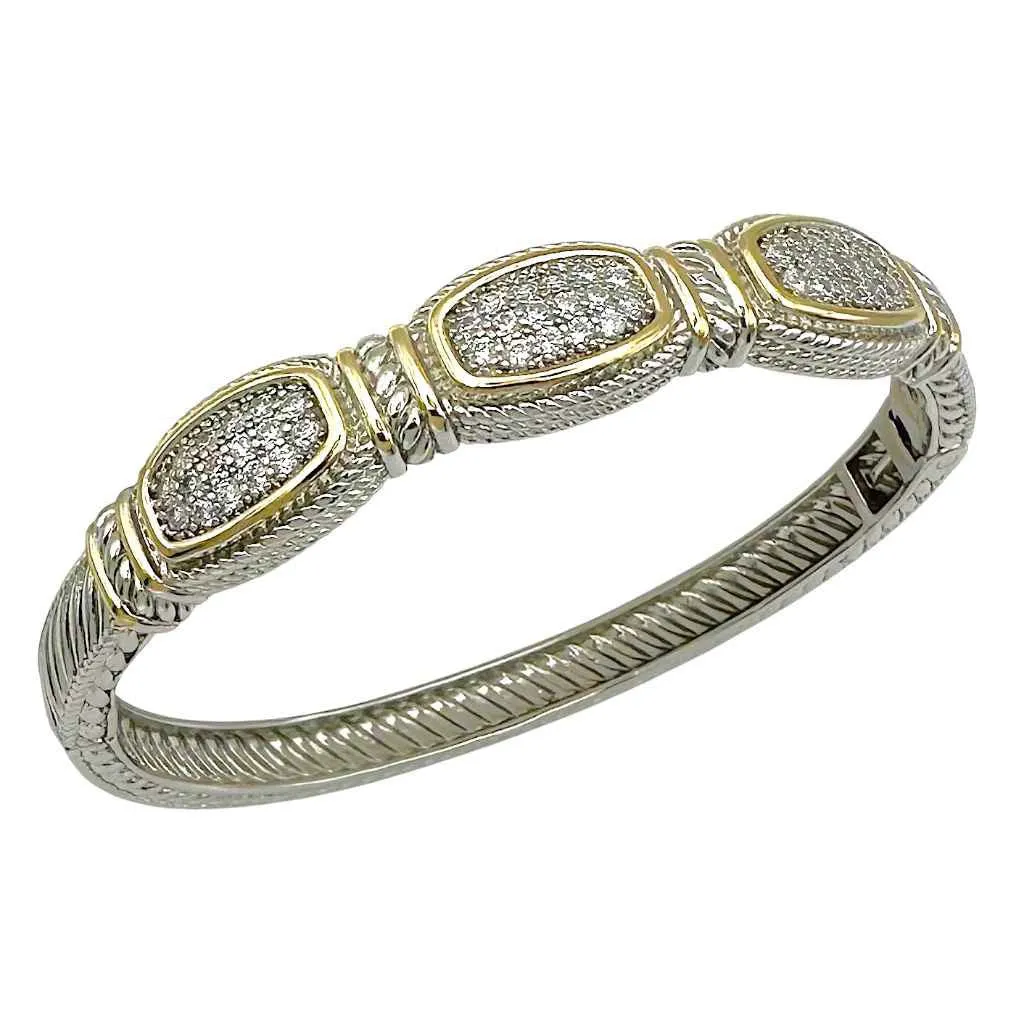SILVER GOLD BANGLE CLEAR CZ STONES ( 1783 B ) sold by Oh My Jewelry